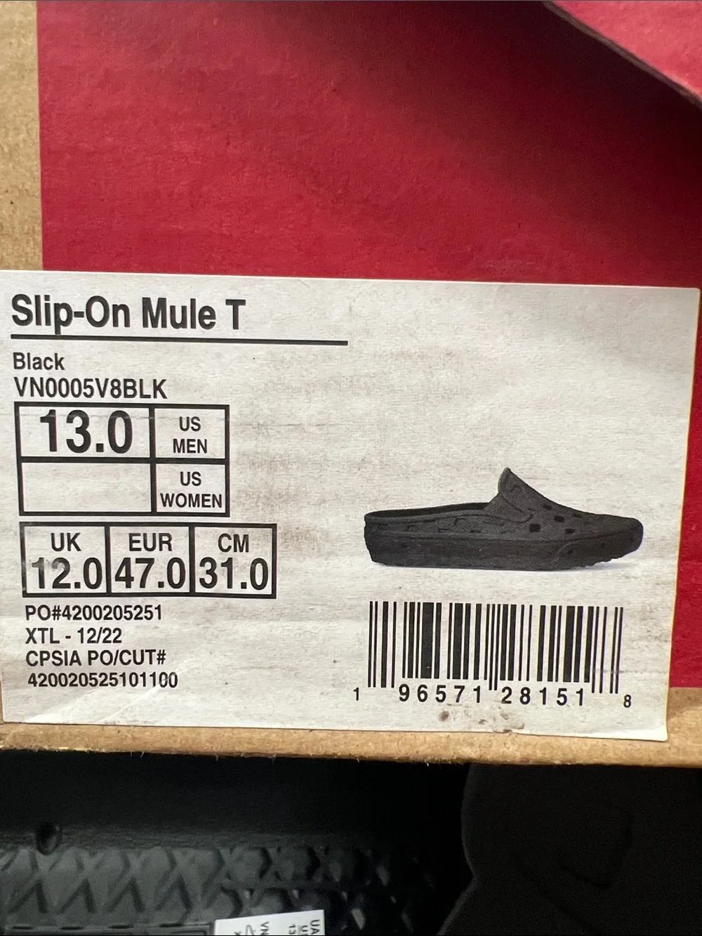 Vans Men's Black Slip-On Clog Sandals